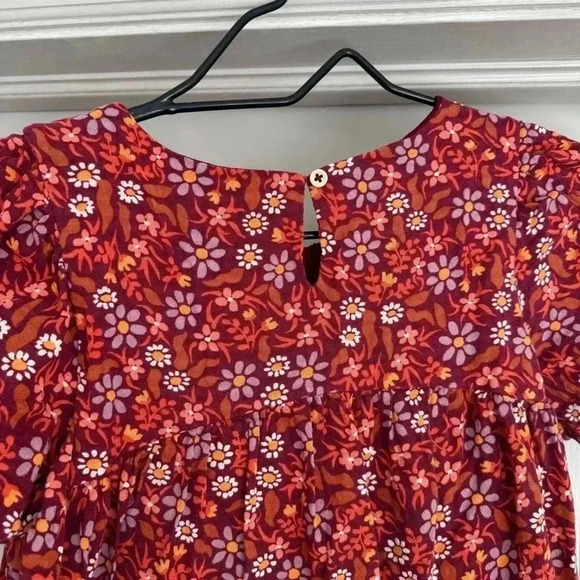 Cat and Jack girls fall dress burgundy floral size L (10/12) - Picture 4 of 6